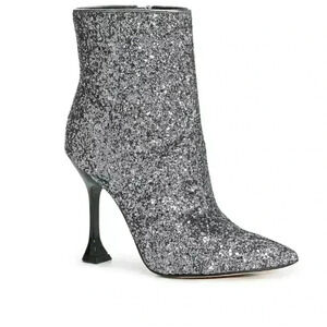 Marc Fisher Silver Glitter Ankle Boots